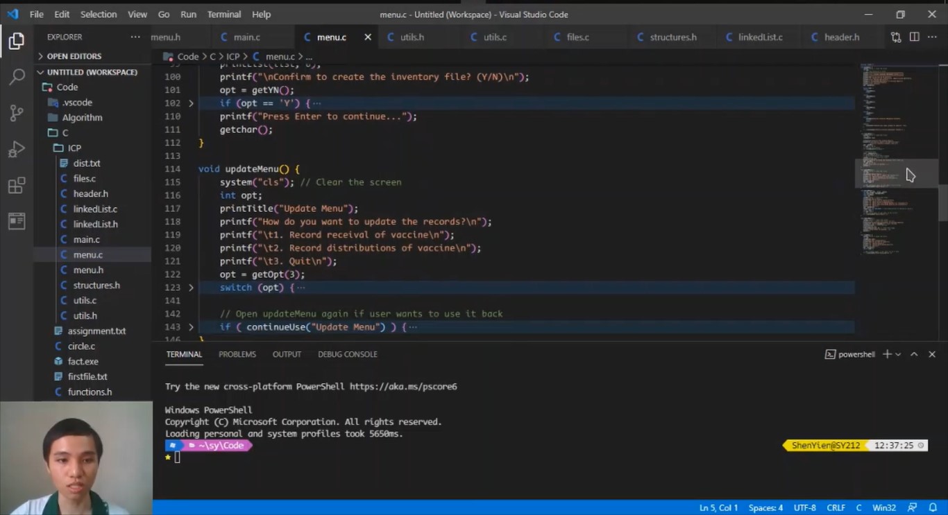 Introduction to C Programming's assignment presentation (ignore my stupid face haha)